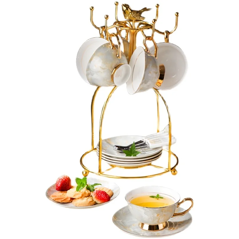 

Подставка для чашки кофе, чая, соусник, 2 слоя, с 6 крючками, позолоченная птица, золотистая стойка для кружек, подвесная кухонная стойка для с...