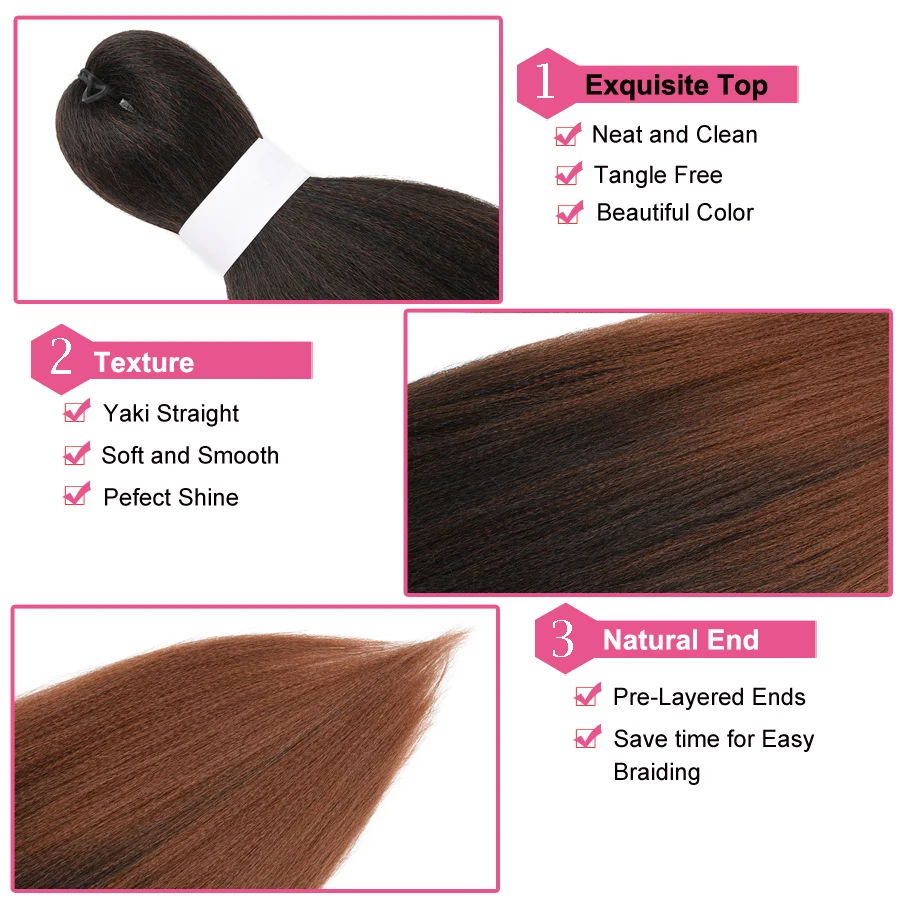 Легкие плетеные волосы 26 дюймов Длинные Яки прямые Джамбо косы Омбре черные