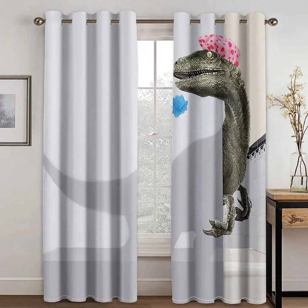

Home Living Room Shading 90% Decorative Curtain Velociraptor Home Textile Decoration Bedroom Grommet Top Curtains