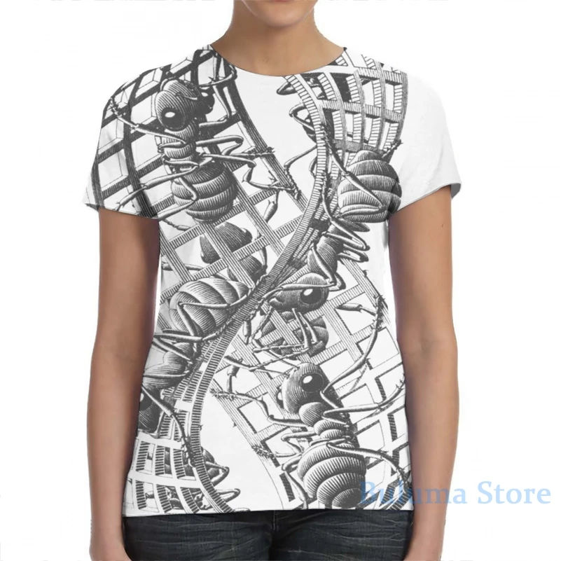 Escher Ants men T-Shirt women all over print fashion girl t shirt boy tops tees Short Sleeve tshirts | Мужская одежда