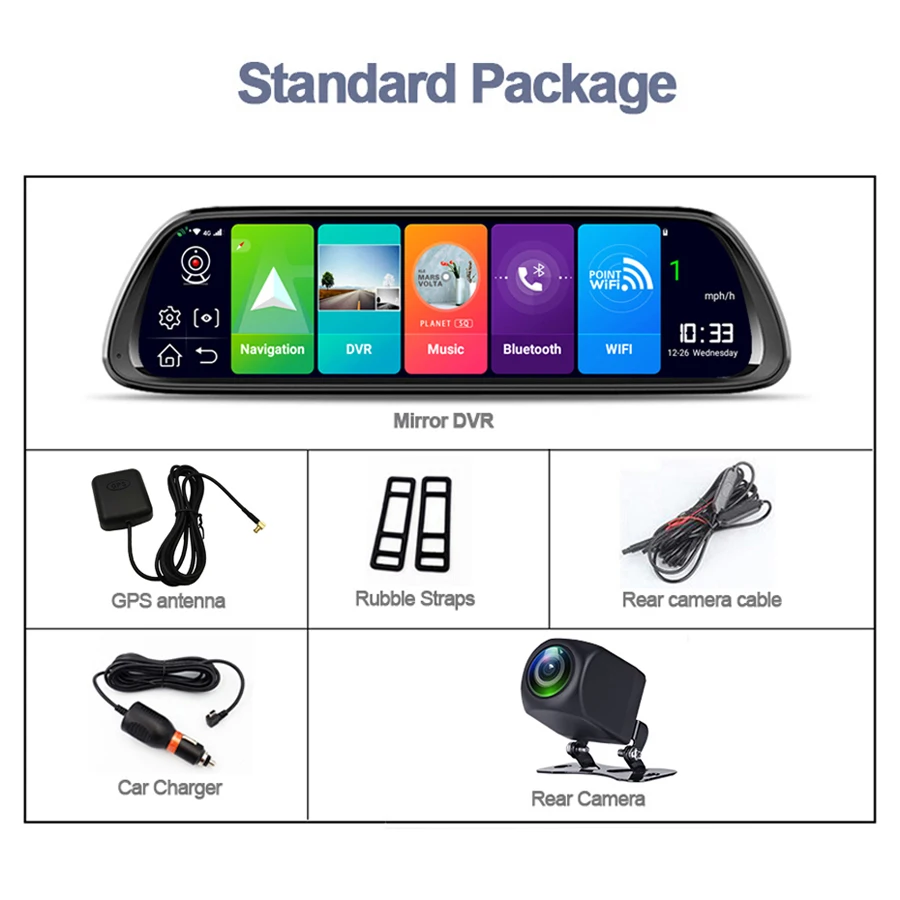 WHEXUNE 4G Android 8,1 Автомобильный видеорегистратор Камера ADAS Mirror Drive recorder dvr gps навигатор Авто FHD 1080P wifi видео регистратор