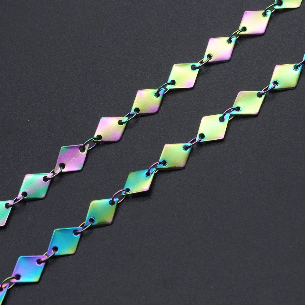 

1 Meter 5.5mm Width Stainless Steel Rhombus Soldered Handmade Chains Wholesale Drop Shipping