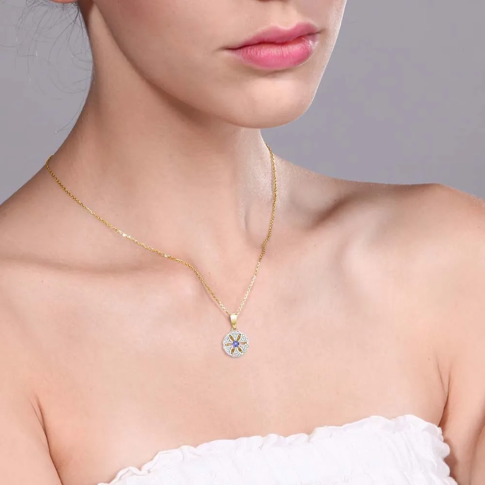 GemStoneKing Женские винтажные ювелирные изделия 0 12 cttw круглый синий Танзанит 18 К
