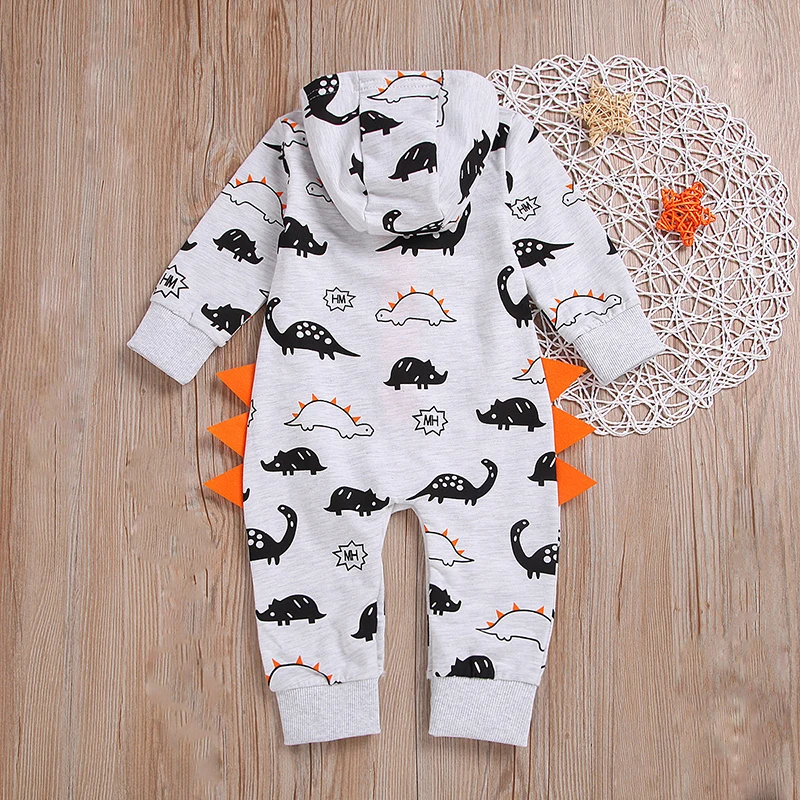 Весенне осенний комбинезон для новорожденных Детский с капюшоном и рисунком