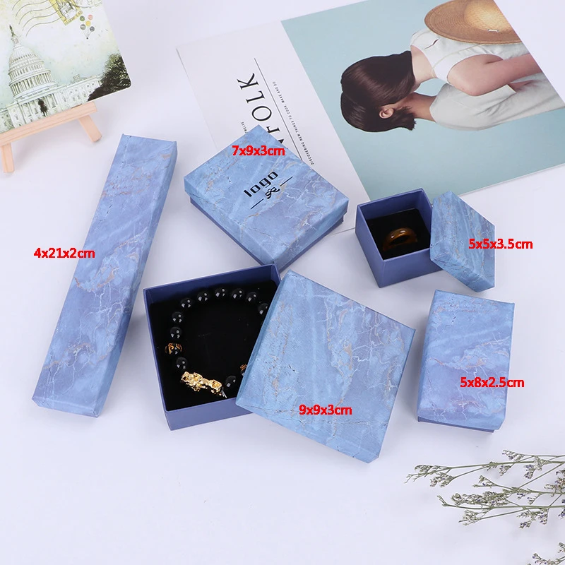 

Purple Marble Square Necklaces Bracelet Display Packaging Case Jewelry Paper Jewelry Organizer Box Engagement Ring NEW SALE