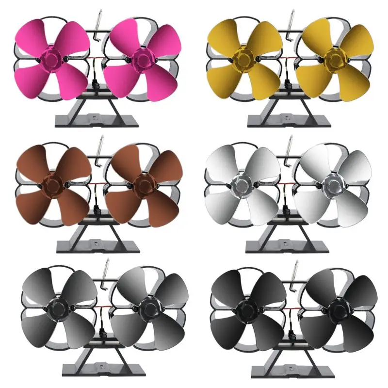 

Double Motor 8 Blades Heat Powered Stove Fireplace Eco Fan Silent Fuel Saving Wood Log Burner Heater