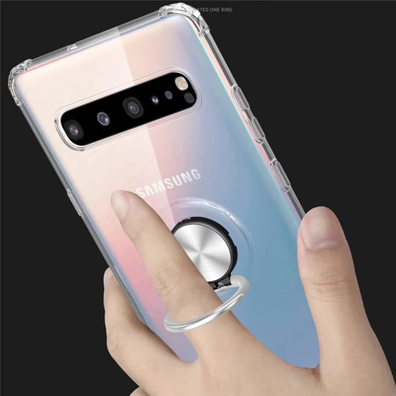 Automatic Pop up Phone Case For Samsung Galaxy S10 5G Plus S10E Cover With Bombable Ring Clear Slim Rubber Skin |