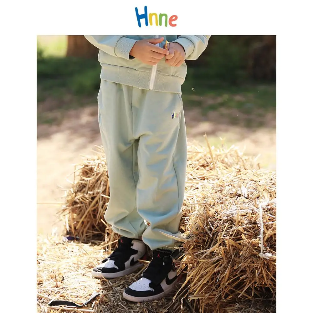 

Hnne Kids Cozy Boys Sweatpants Logo Embroidery Elastic Waist Children Track Pants Unisex Girls Jogger Trousers HJ151158