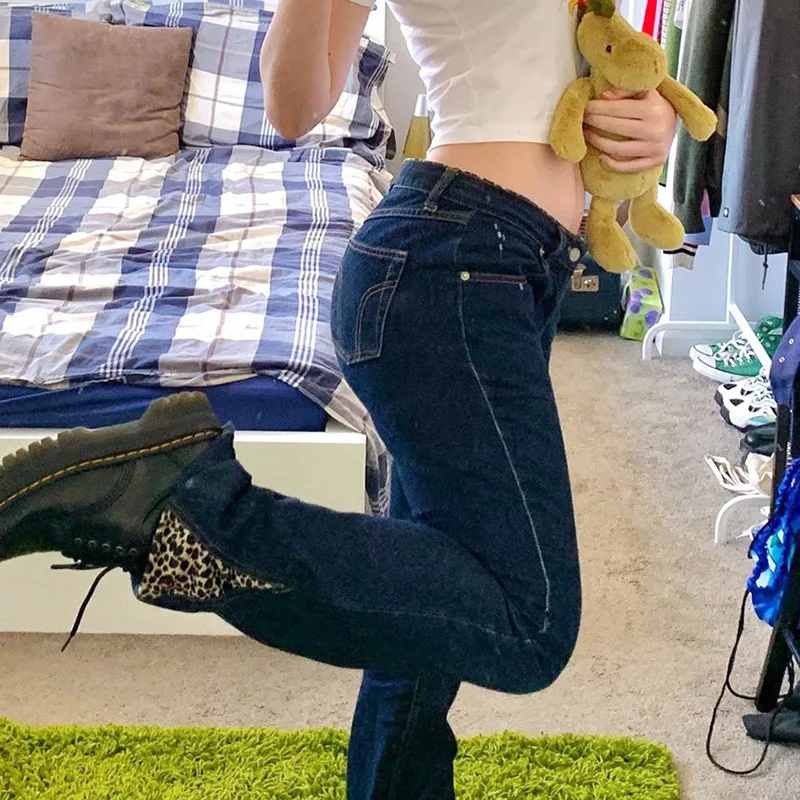 

Y Demo Streetwear Vintage Leopard Patchwork Jeans Women High Waist Denim Pants Female 2020 Autumn Fashion