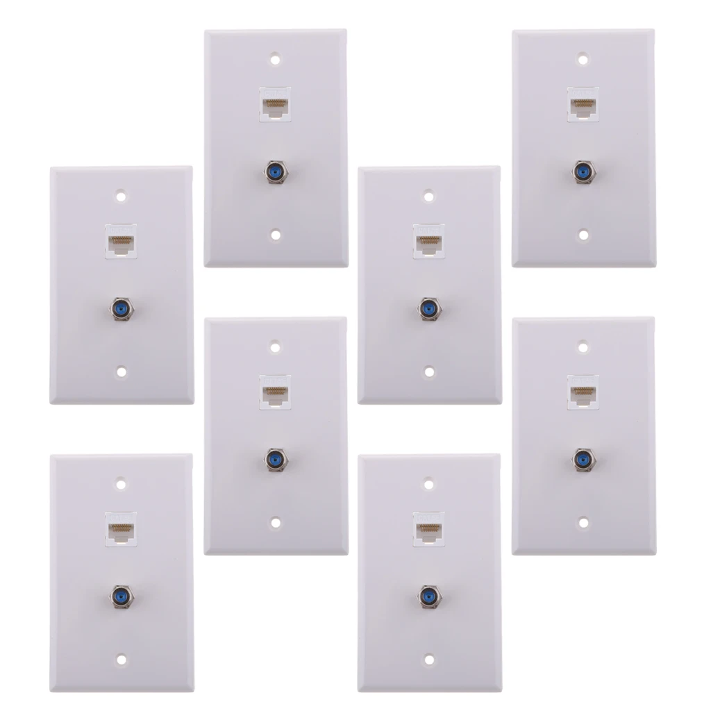8x коаксиальный F разъем сеть Ethernet RJ45 настенная пластина розетка|Компьютерные