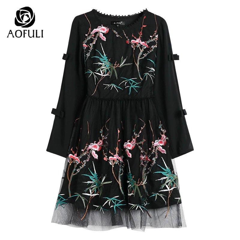 S/M/L/XL сексуальные цветы вышивка ажурные рукава платья для вечеринок женщин с