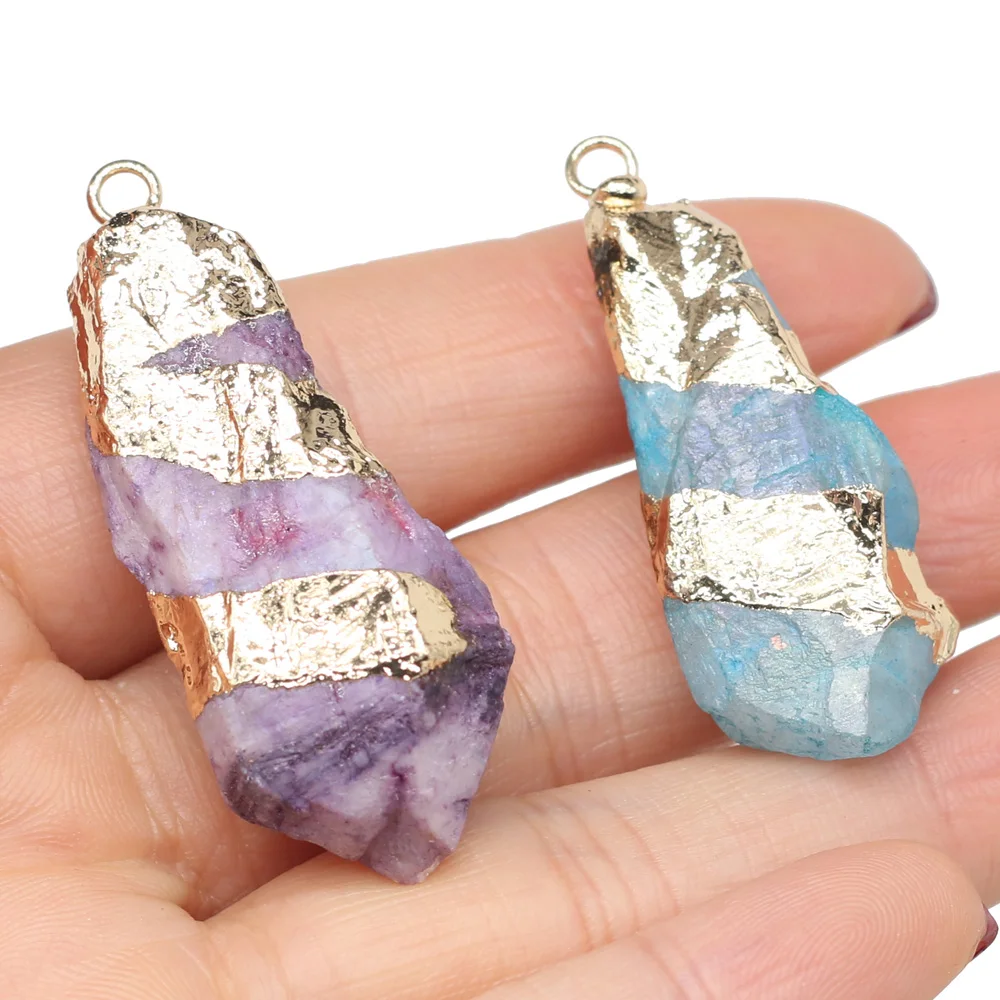 

Natural Stone Gems Irregular Shape Multicolor Pendant Handmade Crafts DIY Necklace Jewelry Accessories Gift Making Size 20x35mm