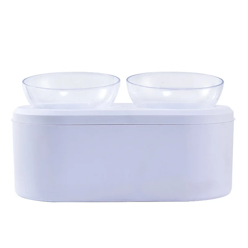 

New Cat Double Bowl Cat Bowl Dog Bowl Transparent Multi-functional Non-slip Food Bowl With Protection Cervical Transparent Cat