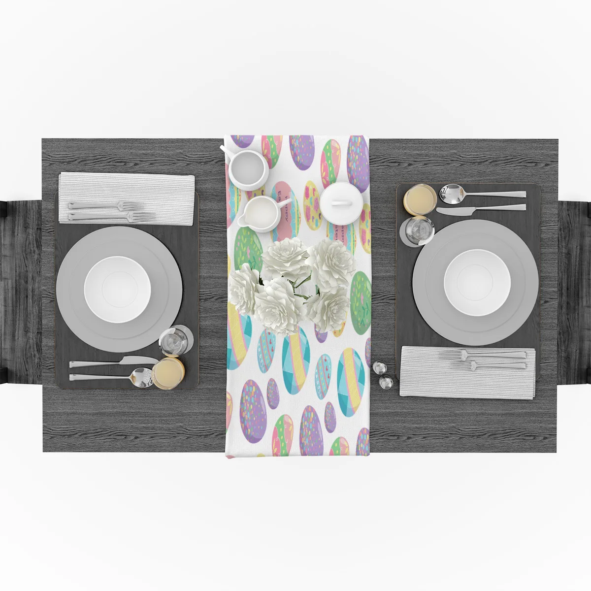 Маленькие милые счастливые пасхальные яйца настольные скатерти с флагом