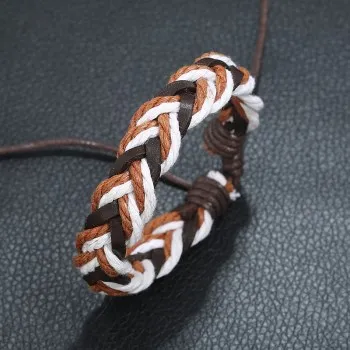 

European and American new jewelry manufacturers direct Retro Leather Bracelet simple woven leather bracelet rope b017983