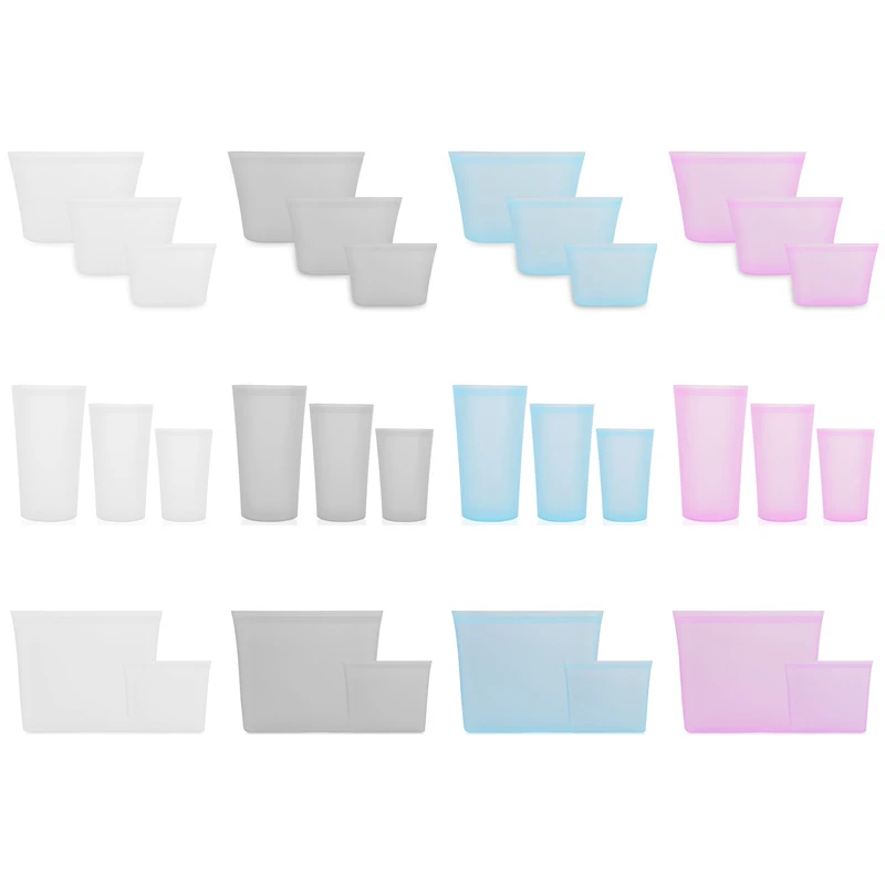 Многоразовые Пакеты на молнии Zero отходов кухонный силиконовый Пакет для