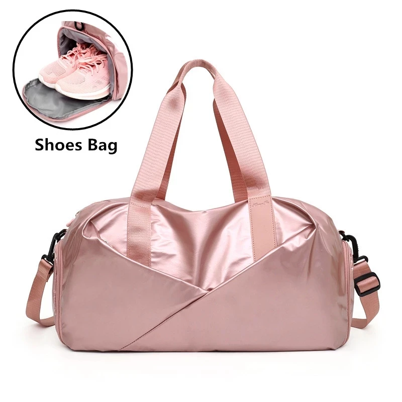 

Glossy Yoga Mat Bag Fitness Gym Bags Dry Wet Tas Handbags for Women Men Shoes Travel Training Sac De Sport Pink Gymtas Duffel