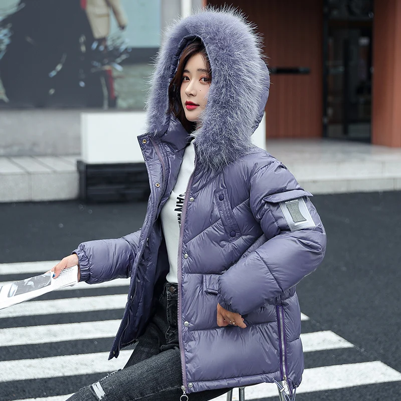 

Down padded jacket women short 2021 winter loose small Hong Kong style bread bright down down padded jacket