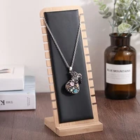 solid bamboo wood jewelry display stand necklace showcase holder pendant long chain handing organizer necklace board