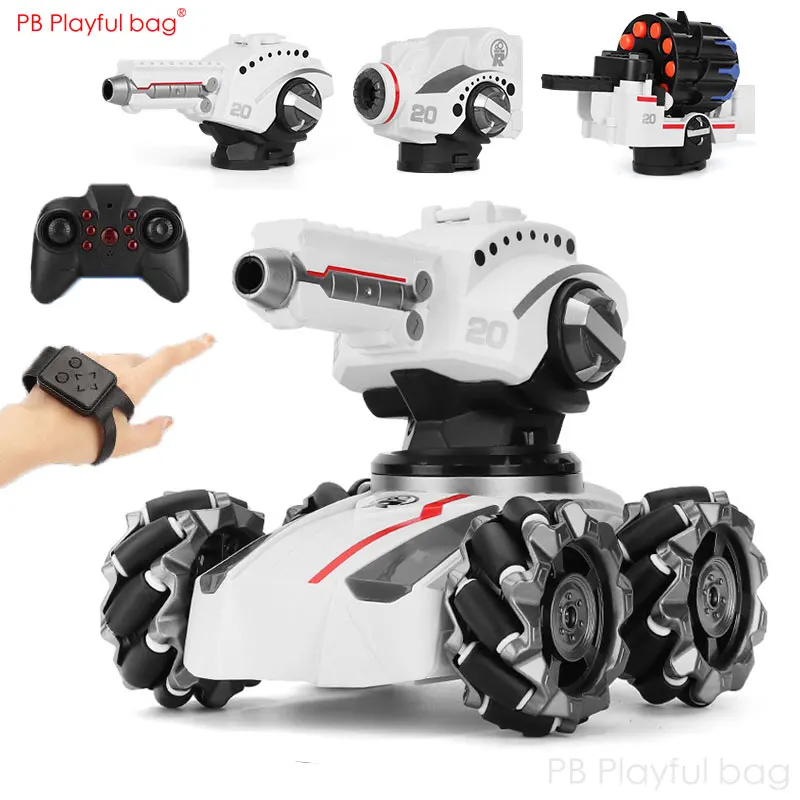 RC Tank Soft bullet / Gel ball / Bubble Launcher Light Spray 360° Rotation Drift Electric Watch control Car Children's Gift AC32