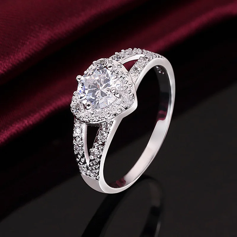 

Fashion Heart Ring Zircon Ring Silver 925 Ring for Women
