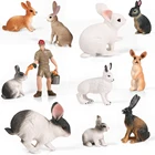 Фигурка кролика из фермы, Арктический заяц, Симпатичные имитационные модели, семья кроликов, коллекция игрушек