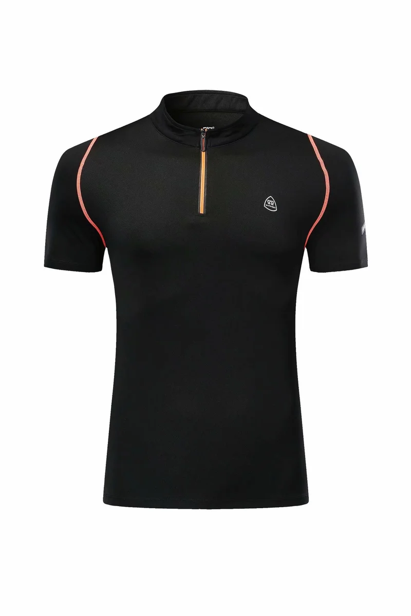 Футболка с короткими рукавами для фитнеса Половина на молнии Мужская свободная