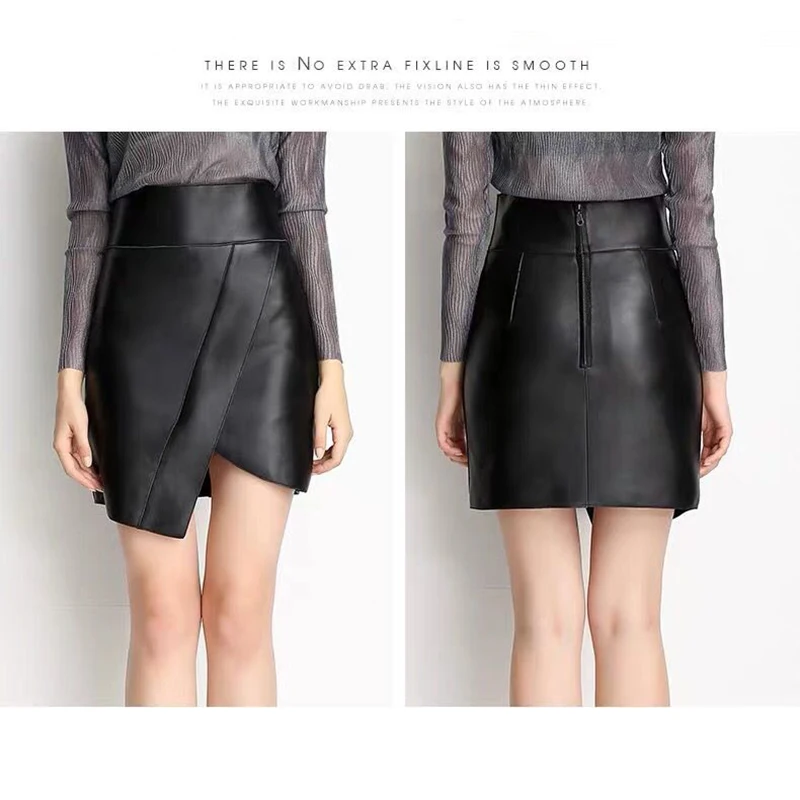 Кожаная Мини-юбка сексуальная юбка-карандаш черные юбки из натуральной овечьей