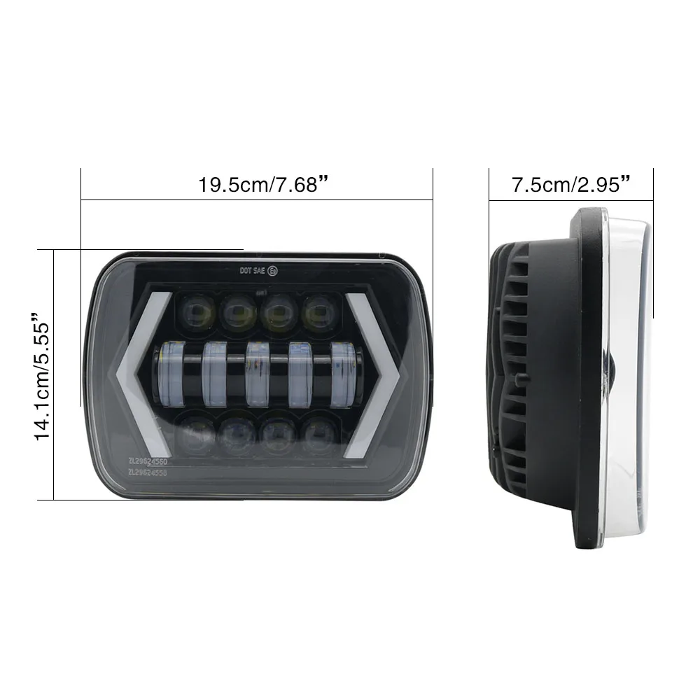 55 Вт Led 5x7 &quot7X6" дюймов Retangular Feixe Farol Com высокая/низкая DRL квадратная фара для Jeep