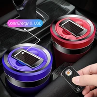 solar energy led car ashtray auto ashtray rechargeable removable cigarette lighter ashtray for car cup holder car accessories
