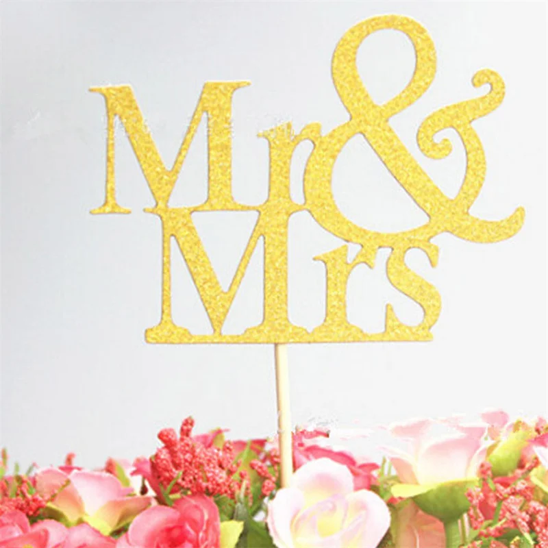 

12pcs Mr & Mrs Wedding Decoration Cake Topper Acrylic Romantic Bride Groom Cake Accessories Party Cake Decor 2022