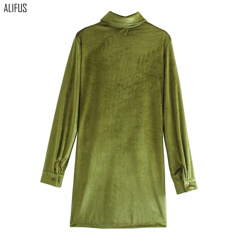 

Temperament sexy European and American style retro velvet long-sleeved dress autumn new women's fashion pleated hip skirt