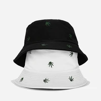 2021 maple leaf embroidered fisherman hat womens double sided panama unisex foldable bucket hat summer bob sun protection hat