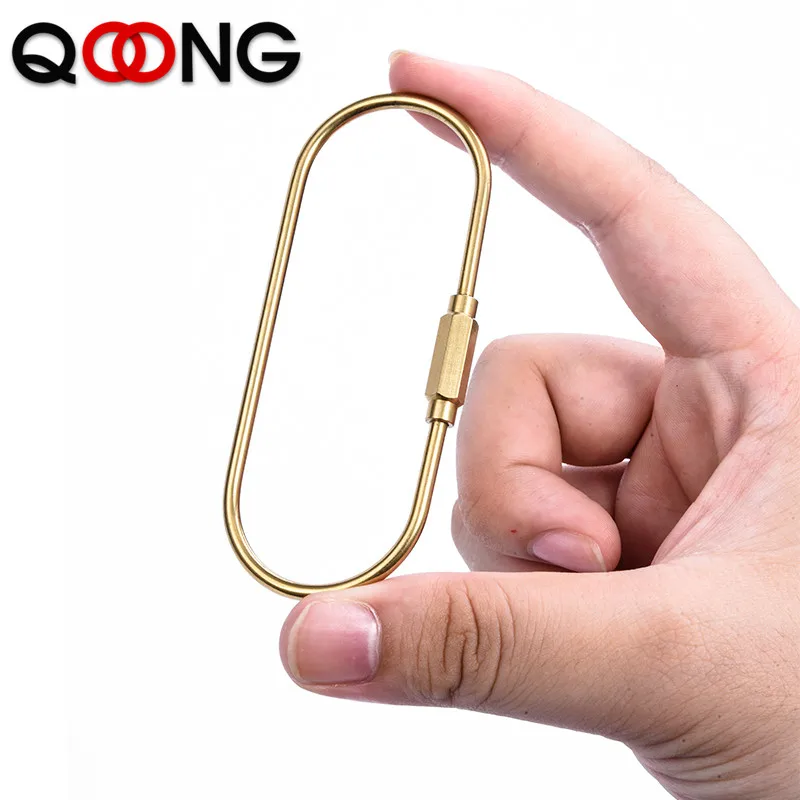 Чистая латунь брелок с замком Золотой Кемпинг Карабинер для выживания