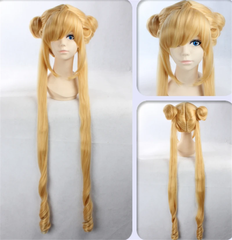 Длинный парик Usagi из аниме Сейлор Мун косплей-костюм реквизит для вечеринки