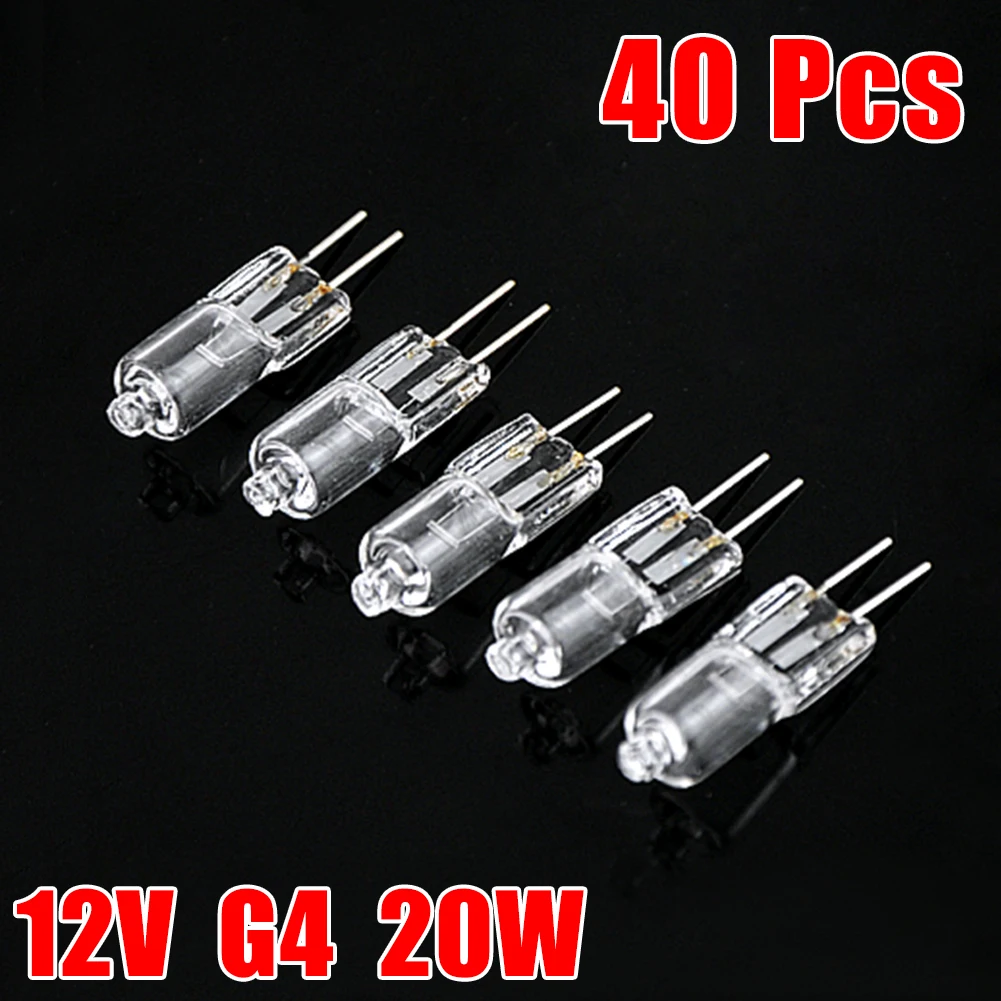 

TSLEEN 10/20/40PCS Super Bright G4 Halogen Light Bulb 20W Halogen G4 DC12V 2800K Warm White Indoor Clear JC Type Halogen G4 Lamp