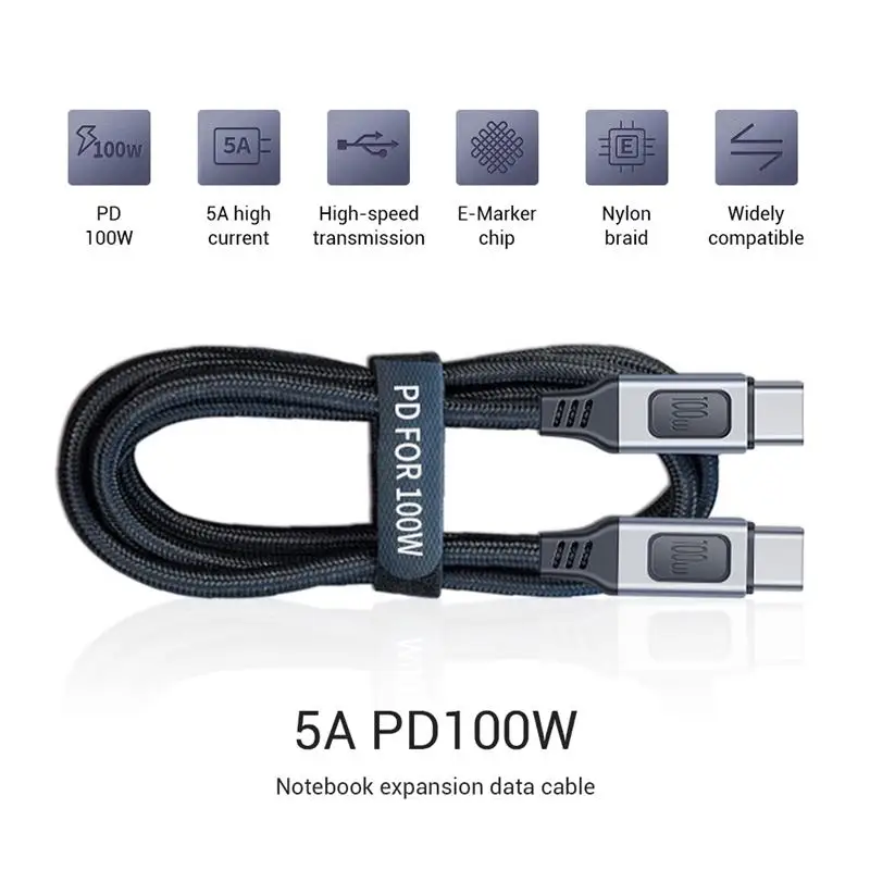 

Кабель USB Type-C «Папа-папа», 5 А, PD, 100 Вт, стандартный шнур для зарядки, 1 м/1,5 м/2 м, нейлоновый удлинитель, кабель для передачи данных для ноутбука,...