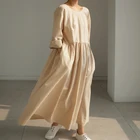Длинные Макси платья для женщин 2022 женский ретро Vestidos ZANZEA весенний сарафан с длинным рукавом Повседневный однотонный халат Femme оверсайз