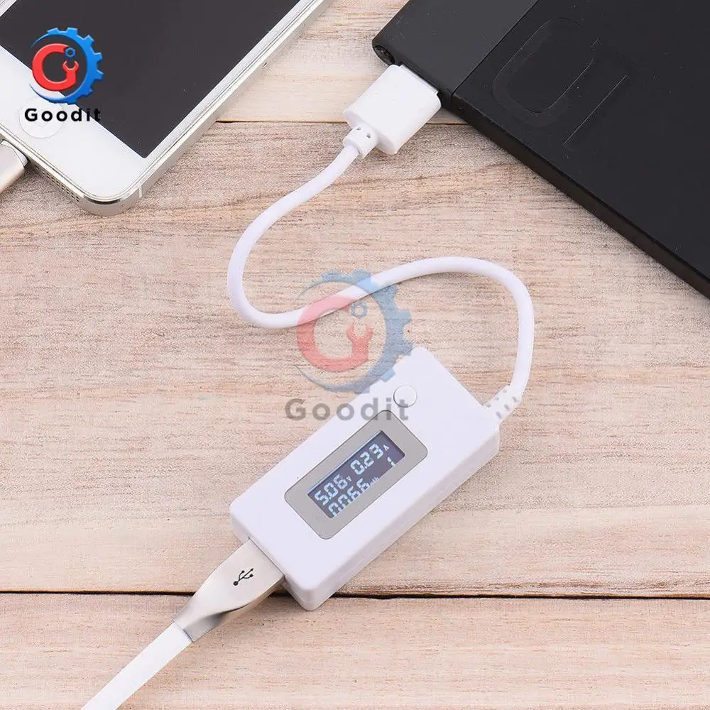 KCX 017 с белым шлейфом Амперметр ЖК дисплей мини USB Напряжение ток емкость монитор