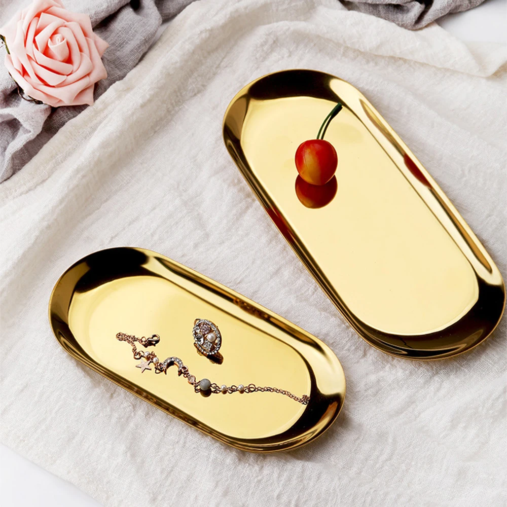 

Nordic Style Stainless Steel Tray Oval Heart-shaped Storage Tray Cosmetic Storage Box Jewelry Tray Fruit Tray Kitchen Tray