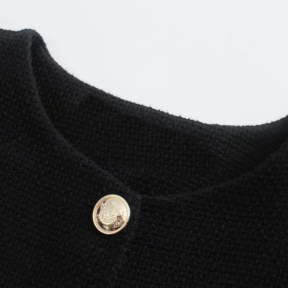 Женский твидовый комплект из двух предметов XEASY Черный винтажный офисный