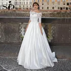 Современные свадебные платья soworthy трапециевидного силуэта с открытыми плечами и короткими рукавами, свадебное платье принцессы