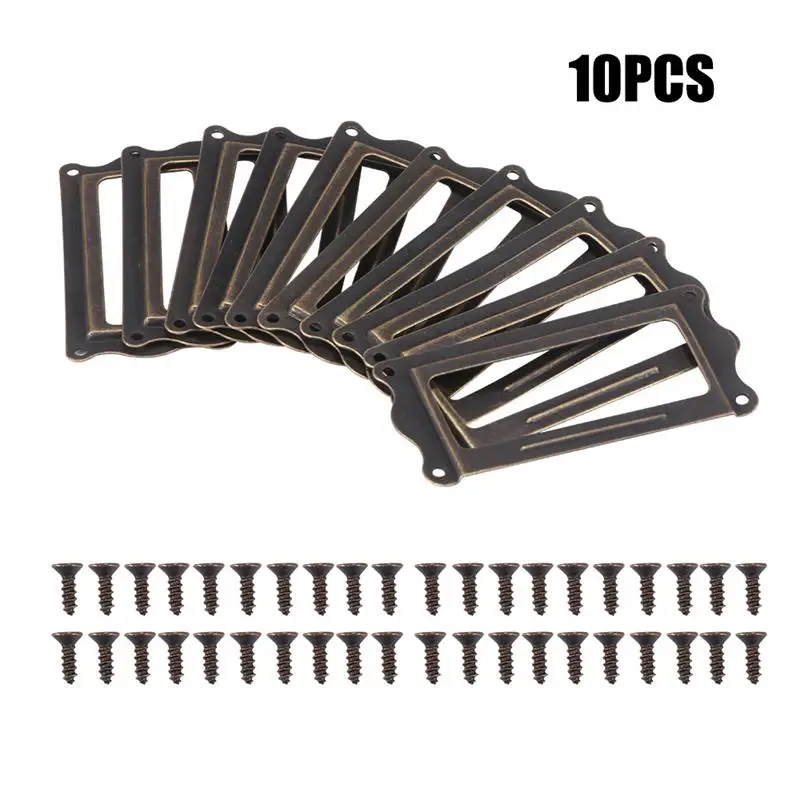 10 шт. латунная ручка &quotпод старину&quot Этикетка Потяните рамка имя держатель для