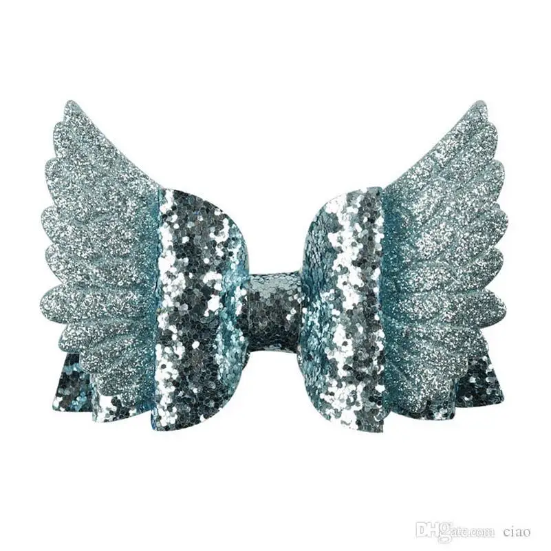 

Flower 3Inch Hair Bows Girls Hair Clips Sequin Bowknot Kids Barrettes Angel Wings Baby BB Clip Children Hair Accessories B3979