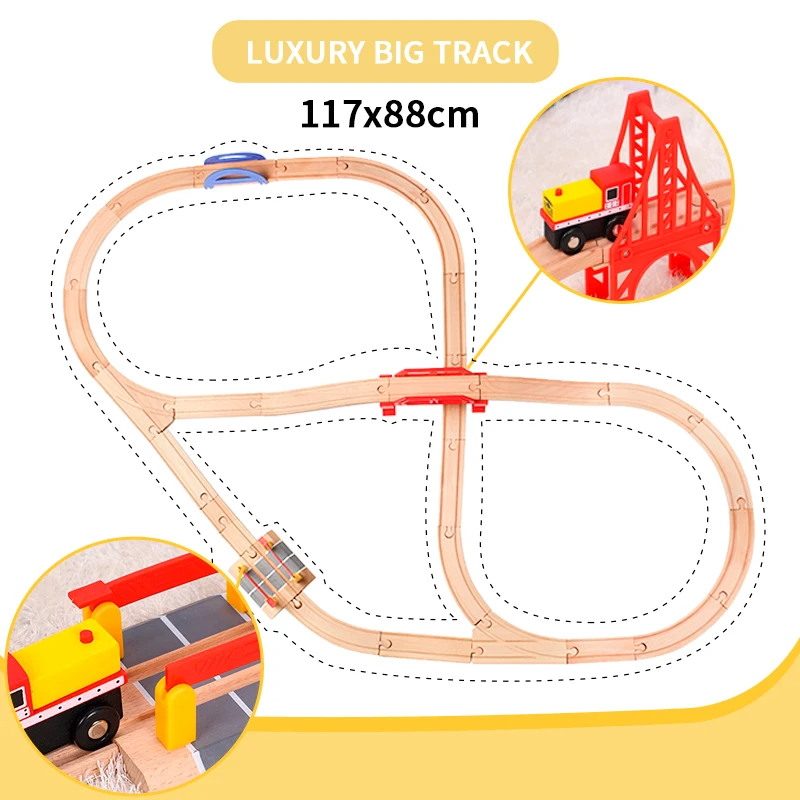 Набор деревянных дорожек игрушки железная дорога волшебная деревянная дорожка
