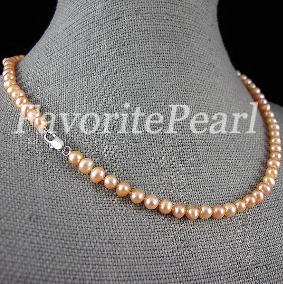 

New Perfect Favorite Pearl Necklace AA 5-6mm Peach Natural Freshwater Pearl Necklace Classic Women Girl Party Gift Fine Jewelry