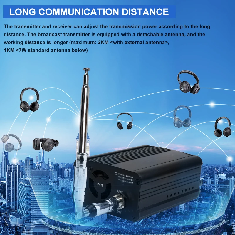 Беспроводной fm передатчик Retekess TR509 стерео радиостанция + 10 шт. TR104 наушники для