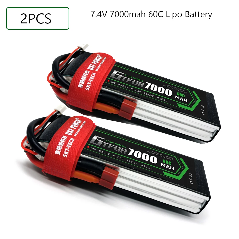 

GTFDR Lipo Аккумулятор 7,4 в 7000 мАч 60C-120C AKKU 2S LiPo батарея Deans для грузовика fpv дрона радиоуправляемого вертолета автомобиля лодки 1/8 внедорожника ав...