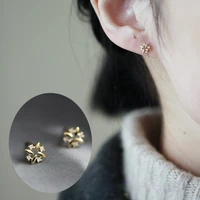 personality design geometric micro inlaid zircon earrings elegant lady simple gold plated earrings charming lady wedding jewelry