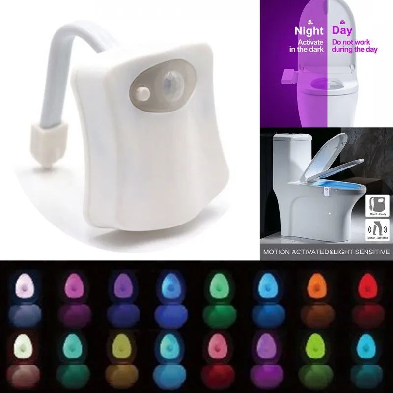 PIR Motion Sensor Toilet Seat Night Light 16Colors Waterproof Backlight For Toilet Bowl LED Luminaria Lamp WC Toilet Light images - 6